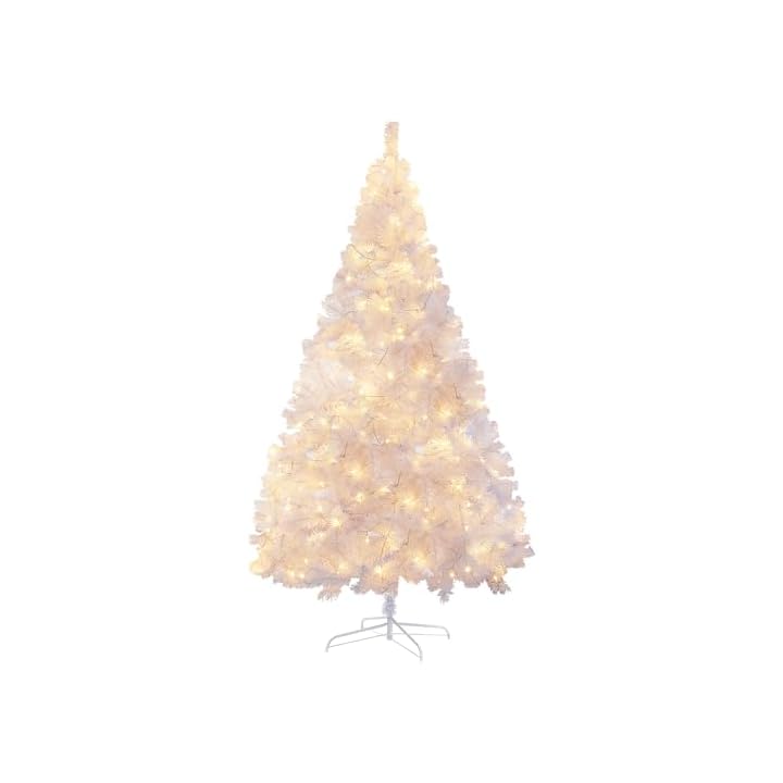 Lulu Home 6FT Christmas Tree, Artificial Christmas Tree with RC 300 LEDs Warm White & Multicolored String Lights(NOT Pre-Strung) for Indoor Outdoor Winter Decoration, 11 Lighting Modes with Timer