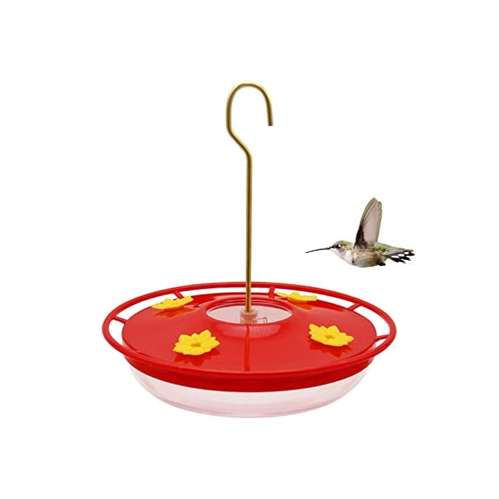 Lulu Home Hummingbird Feeder, 12 Ounce Bird Flower Feeders with 4 Feeding Stations for Outside