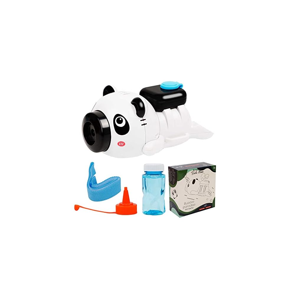 Lulu Home Bubble Machine, Automatic Lighted Music Bubble Blower with Wrist Strap & Bubble Solution, Kids Wrist Bubble Maker Over 600 Bubbles per Minute for Birthday Outdoor Halloween Party Gift