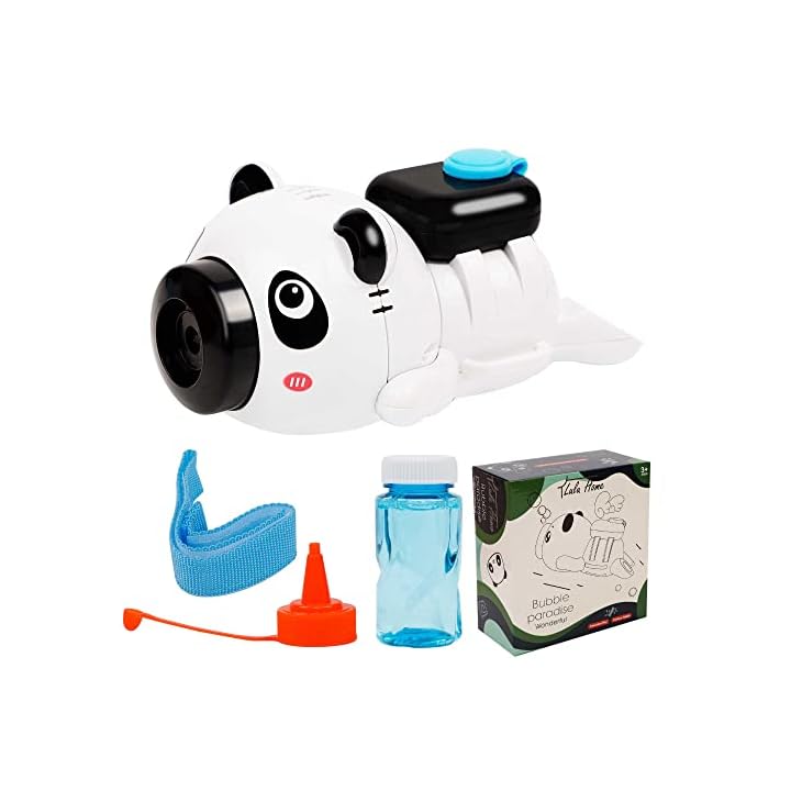 Lulu Home Bubble Machine, Automatic Lighted Music Bubble Blower with Wrist Strap & Bubble Solution, Kids Wrist Bubble Maker Over 600 Bubbles per Minute for Birthday Outdoor Halloween Party Gift
