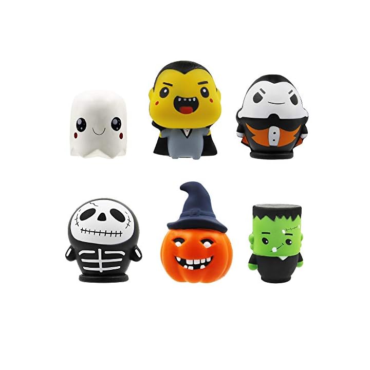 Lulu Home Halloween Party Favors, 6 Pack Halloween Slow Rising Squishies, Halloween Novelty Toys Stress Relief Squishies Toys for Girls and Boys, Cute Halloween Kids Favors
