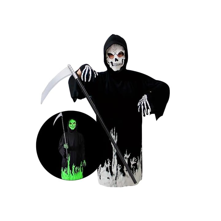Lulu Home Halloween Kids Costume, Glow in The Dark Halloween Scary Kids Costume Boys Kids Costume