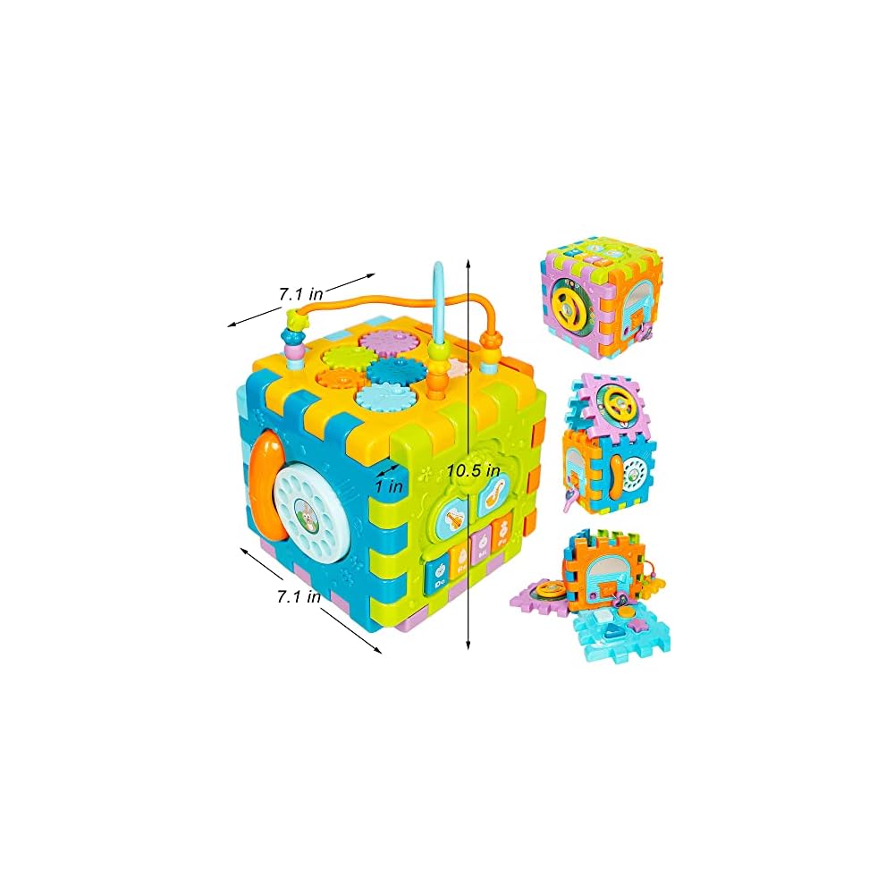Lulu Home Toddler Activity Cube, 6-in-1 Learning Activity Center Play Square with Musical Toys, Multi Purpose Educational Toys Birthday for Kids 18 Months and Up