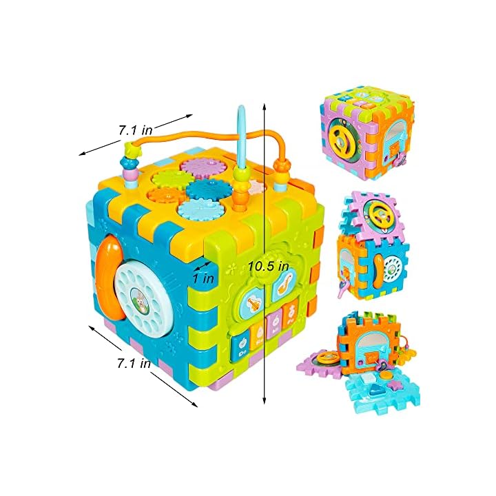 Lulu Home Toddler Activity Cube, 6-in-1 Learning Activity Center Play Square with Musical Toys, Multi Purpose Educational Toys Birthday for Kids 18 Months and Up