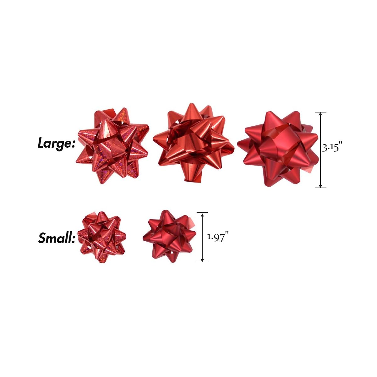 Lulu Home Christmas Gifts Bows, 50 Pieces Self Adhesive Gifts Bows for Decoration, Gift Wrap, Wedding, Party - imagen de detalle 1