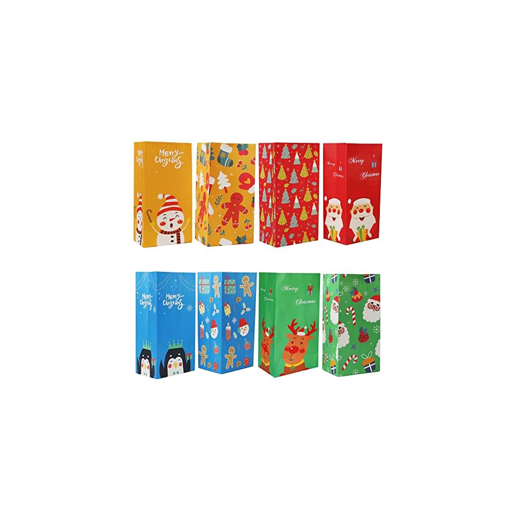 Lulu Home Christmas Treat Bags, 72 PCS Xmas Party Treat Paper Bags, Assorted Party Holiday Favors Bags