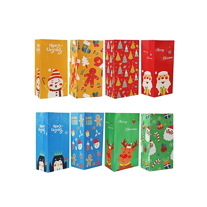 Lulu Home Christmas Treat Bags, 72 PCS Xmas Party Treat Paper Bags, Assorted Party Holiday Favors Bags