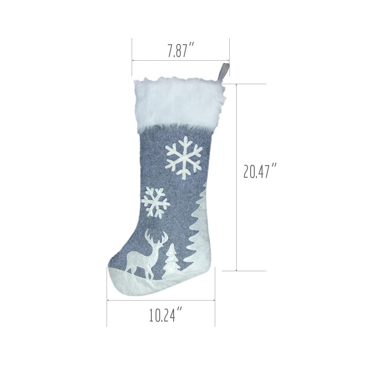 Lulu Home Christmas Stockings, 20 Inches Large Luxury Flannel Reindeer and Snowflake Stockings for Christmas Holiday Party Decorations One Piece - imagen de detalle 1