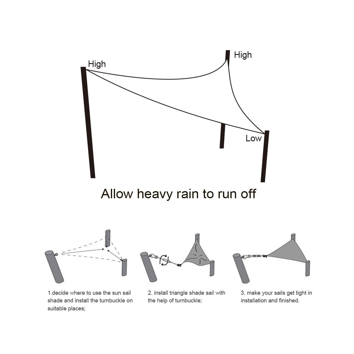Lulu Home 16'x16'x16' Triangle Sun Shade Sail, UV Block Shade Sail, Outdoor Sun Shade Canopy for Patio Backyard Garden, Cream - imagen de detalle 3