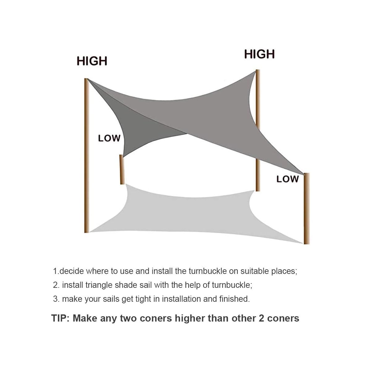Lulu Home 10FTx13FT Rectangular Sun Shade Sail Canopy, UV Block Shade Sail, Outdoor Sun Shade Canopy for Patio Backyard Garden, Sand - detail image 2