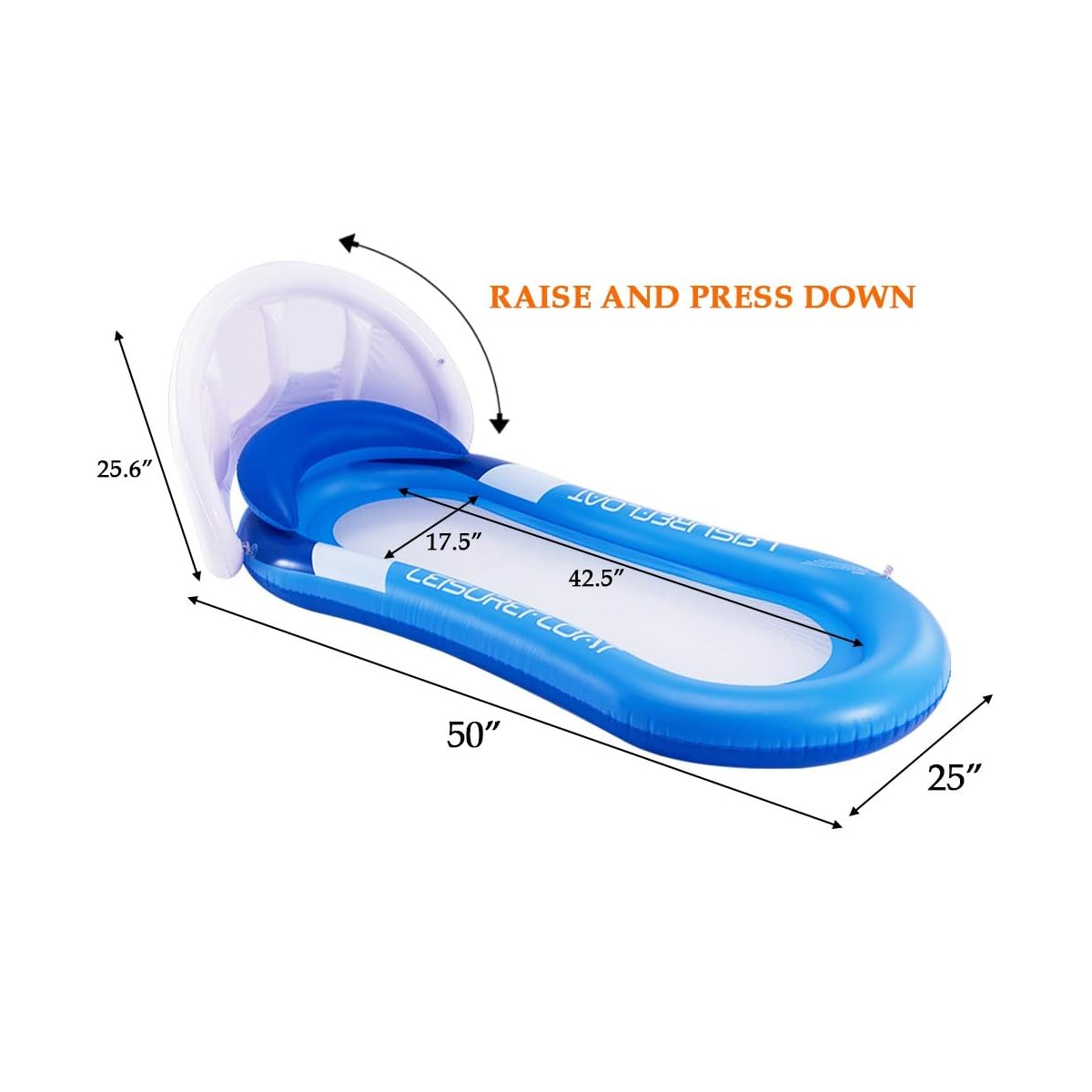 DR.DUDU Pool Float with Canopy, Adult Inflatable Pool Float Raft with Shade Water Lounge - imagem de detalhe 3