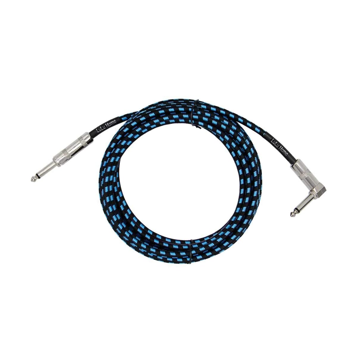 Lulu Home 20 Feet Guitar Cable, Professional Instrument Cable, Straight 1/4" TS to Right Angle 1/4" TS for Electric Guitar, Bass, Pro Audio, Black-Blue - imagen de detalle 5