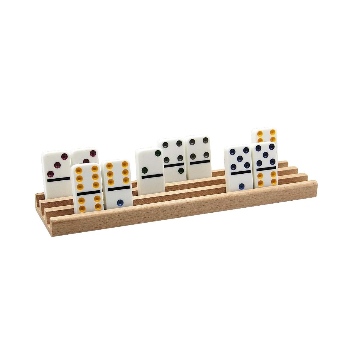 Lulu Home Domino Racks, 4 Professional Wood Domino Trays Premium Holder Racks Great for Mexican Train, Mahjong, Games - imagen de detalle 2
