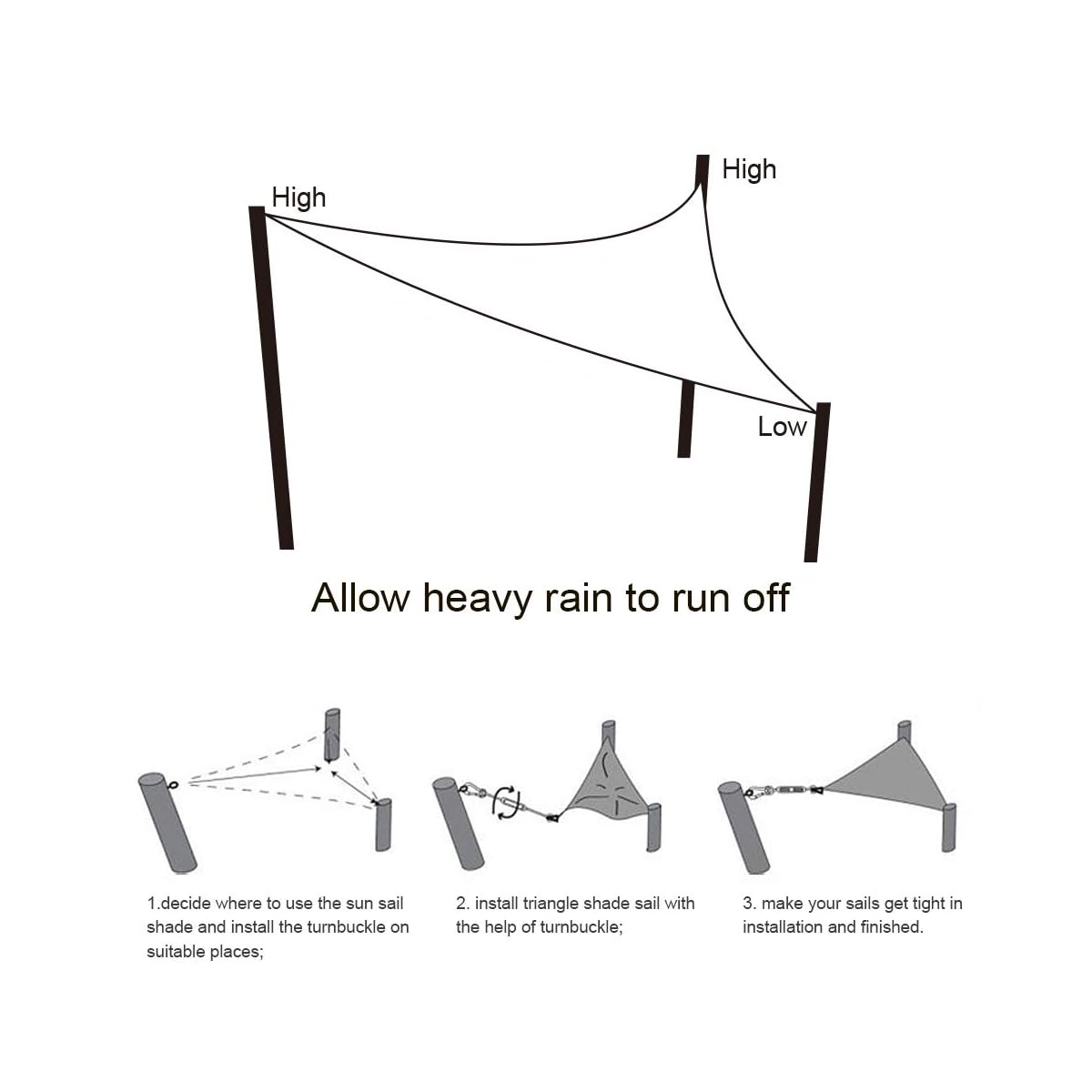 Lulu Home 16'x16'x16' Triangle Sun Shade Sail, UV Block Shade Sail, Outdoor Sun Shade Canopy for Patio Backyard Garden, Terra - imagen de detalle 2
