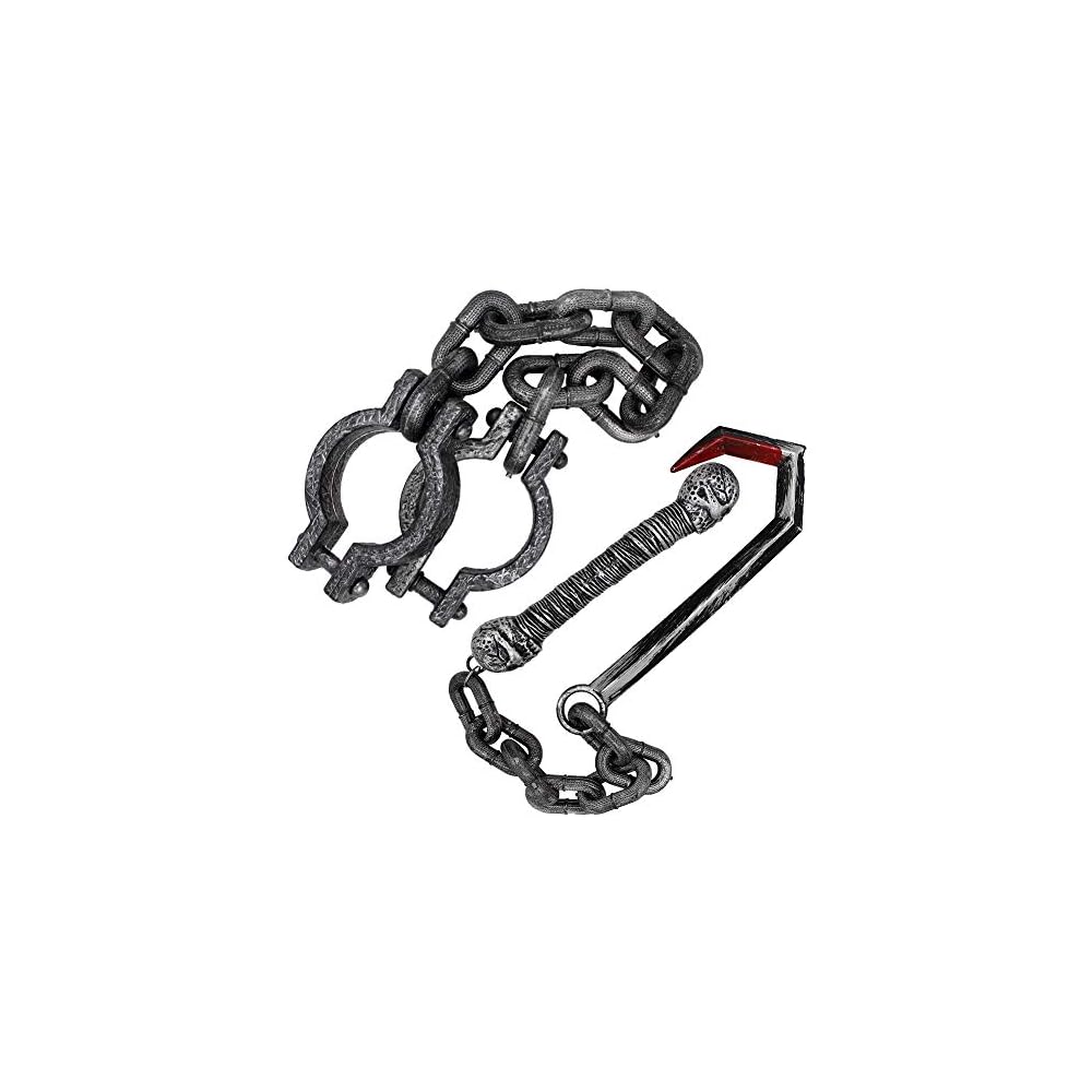 Lulu Home Halloween Costume Props, Plastic Shackle Handcuffs and Sickle Chains Set, Costume Props for Prisoner Game, Ghost Rider Costume Accessories