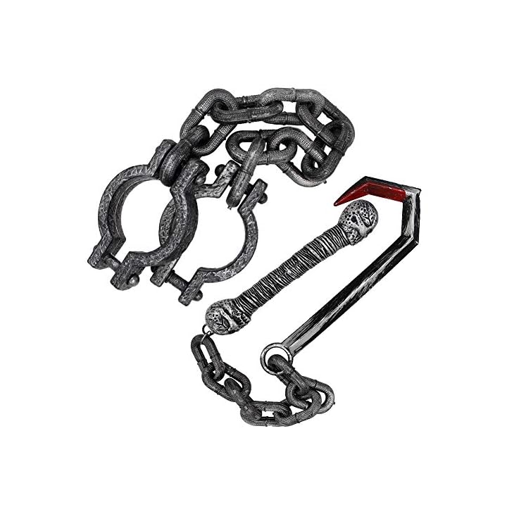 Lulu Home Halloween Costume Props, Plastic Shackle Handcuffs and Sickle Chains Set, Costume Props for Prisoner Game, Ghost Rider Costume Accessories