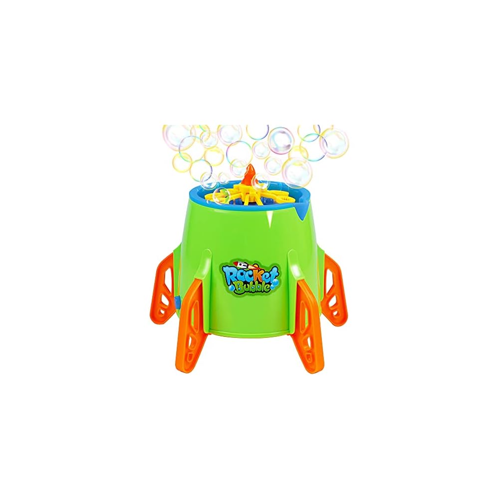 Lulu Home Bubble Machine, Automatic Space Rocket Bubble Blower for Toddlers Kids Girls Boys Halloween Parties, Blowing 3000+ Bubbles Per Minute Accompanied with Music and Lights