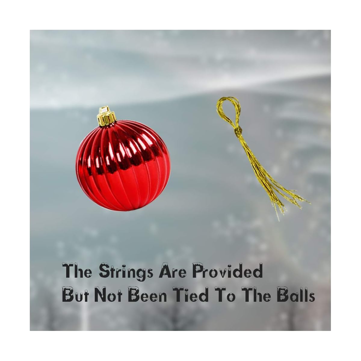 Lulu Home Christmas Ball Ornaments, 34 Ct 1.57" Pre-Strung Hanging Ornament Decorations, Xmas Shatterproof Plastic Balls for Holiday Party Wreath Garlands Trees, Red - imagem de detalhe 2