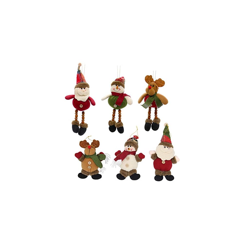 Lulu Home Christmas Tree Ornaments, Xmas Hanging Plush Decorations Holiday Party Santa, Snowman, Reindeer