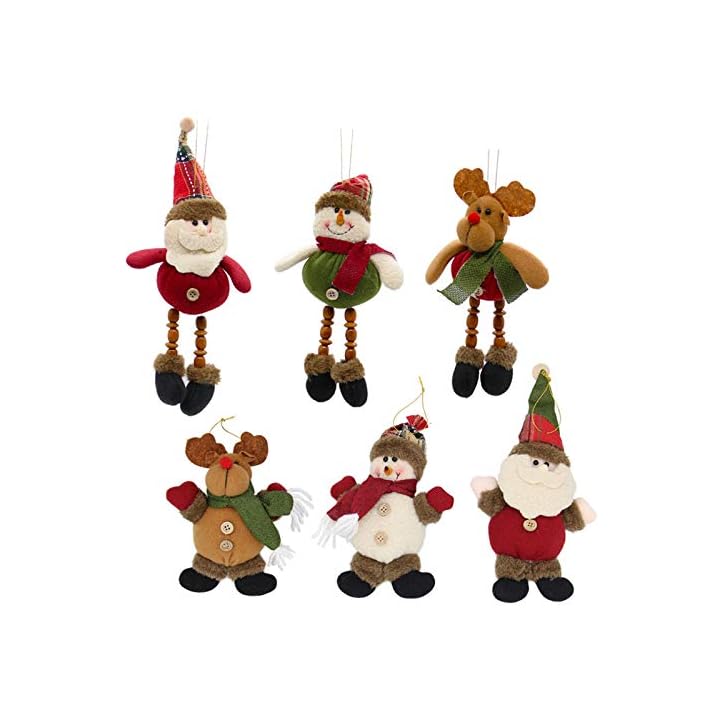 Lulu Home Christmas Tree Ornaments, Xmas Hanging Plush Decorations Holiday Party Santa, Snowman, Reindeer