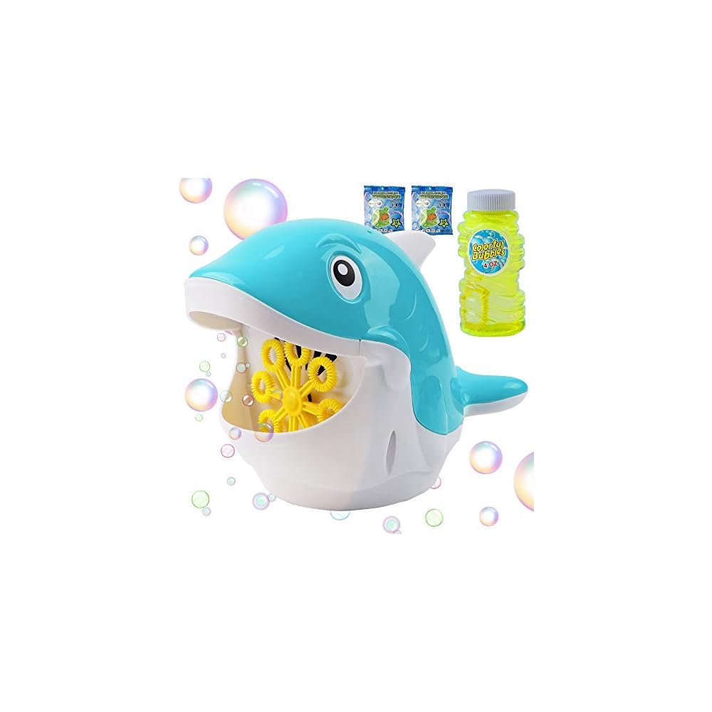 Lulu Home Automatic Bubble Machine for Kids, Battery Operated Dolphin Bubble Blower with 30ml Bubble Concentrated Solution, Electric Bubble Making Machine for Boys Girls Halloween Party Favors