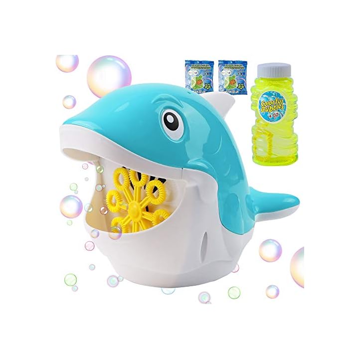 Lulu Home Automatic Bubble Machine for Kids, Battery Operated Dolphin Bubble Blower with 30ml Bubble Concentrated Solution, Electric Bubble Making Machine for Boys Girls Halloween Party Favors