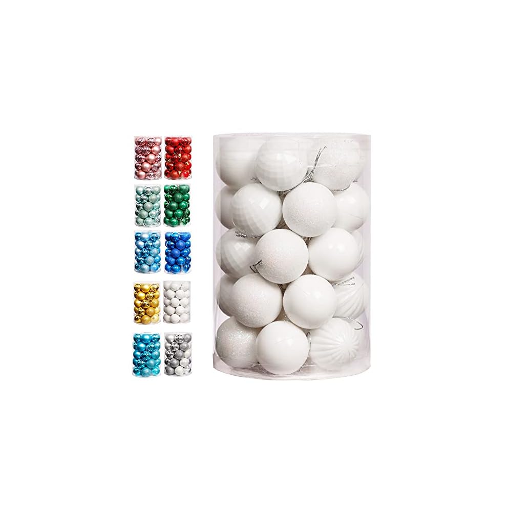 Lulu Home Christmas Ball Ornaments, 20 Ct 3.15" Pre-Strung Hanging Ornament Decorations, Xmas Shatterproof Plastic Balls for Holiday Party Wreath Garlands Trees, Golden