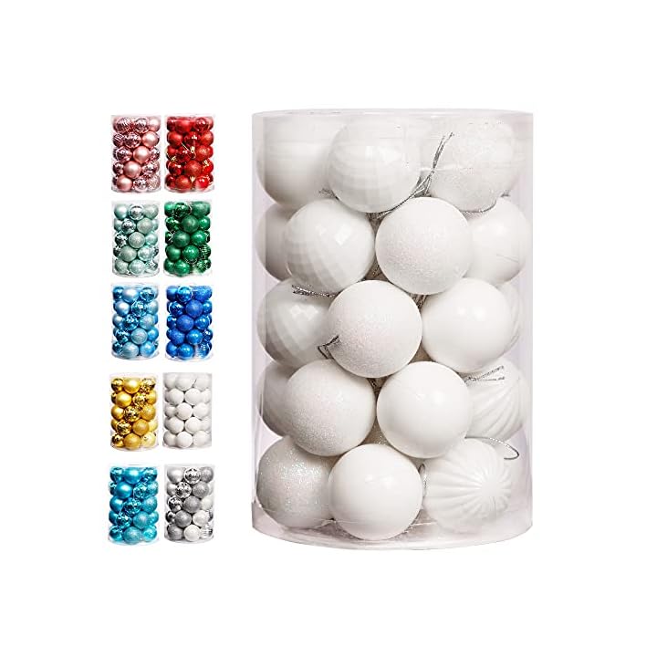 Lulu Home Christmas Ball Ornaments, 20 Ct 3.15" Pre-Strung Hanging Ornament Decorations, Xmas Shatterproof Plastic Balls for Holiday Party Wreath Garlands Trees, Golden