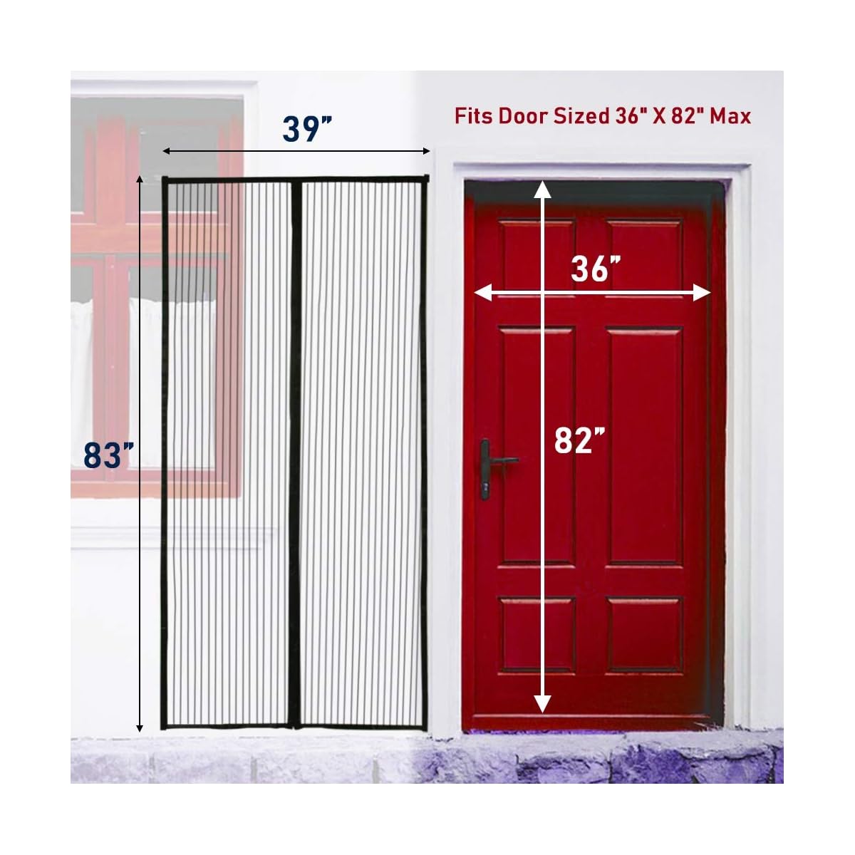 Lulu Home Magnetic Screen Door, Reinforced Screen Door Curtain with Full Frame Seal and Durable Mesh, Fits 39" W x 83" H Door - imagem de detalhe 5