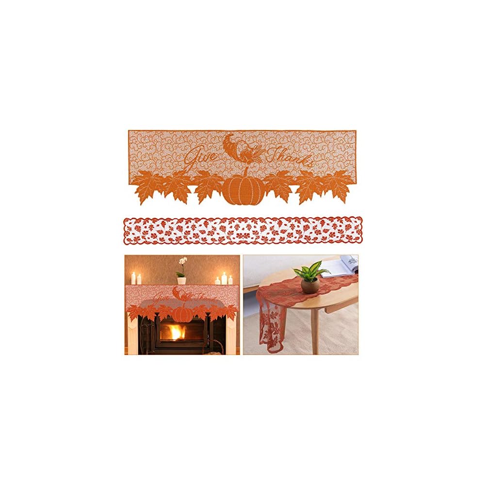 Lulu Home Fall Day Decorations, Fall Fireplace Mantle Scarf and Table Runner, Autumn Mantle Decorations for Harvest Home