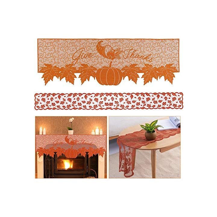 Lulu Home Fall Day Decorations, Fall Fireplace Mantle Scarf and Table Runner, Autumn Mantle Decorations for Harvest Home
