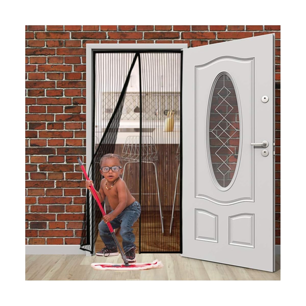 Lulu Home Magnetic Screen Door, Reinforced Screen Door Curtain with Full Frame Seal and Durable Mesh, Fits 39" W x 83" H Door - imagem de detalhe 4