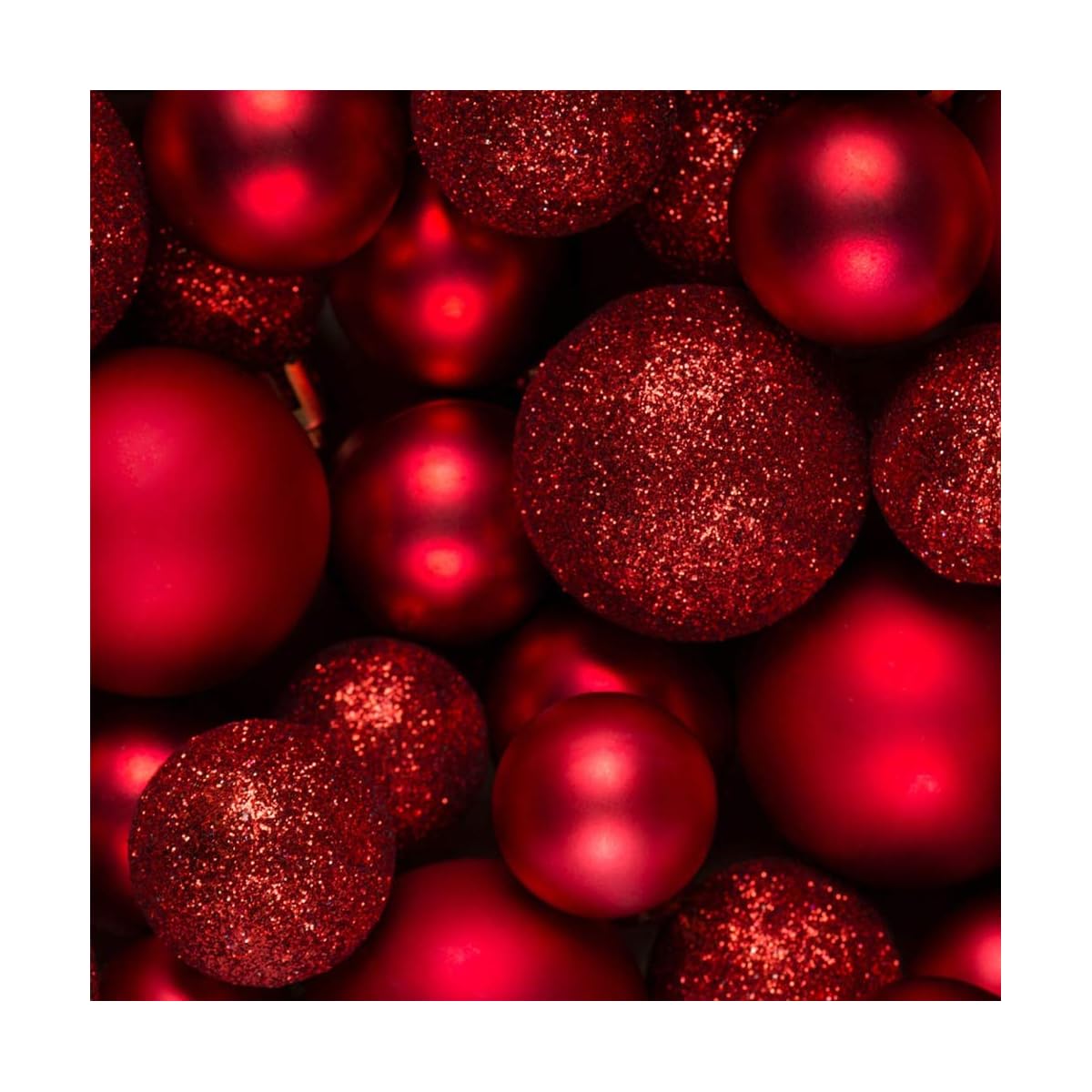 Lulu Home Christmas Ball Ornaments, 34 Ct 1.57" Pre-Strung Hanging Ornament Decorations, Xmas Shatterproof Plastic Balls for Holiday Party Wreath Garlands Trees, Red - imagem de detalhe 4