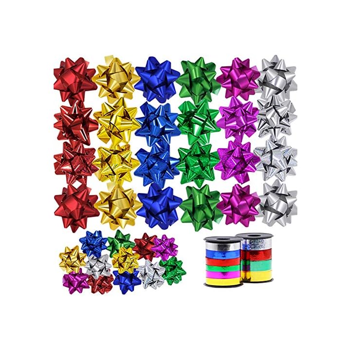 Lulu Home Christmas Gifts Bows, 50 Pieces Self Adhesive Gifts Bows for Decoration, Gift Wrap, Wedding, Party
