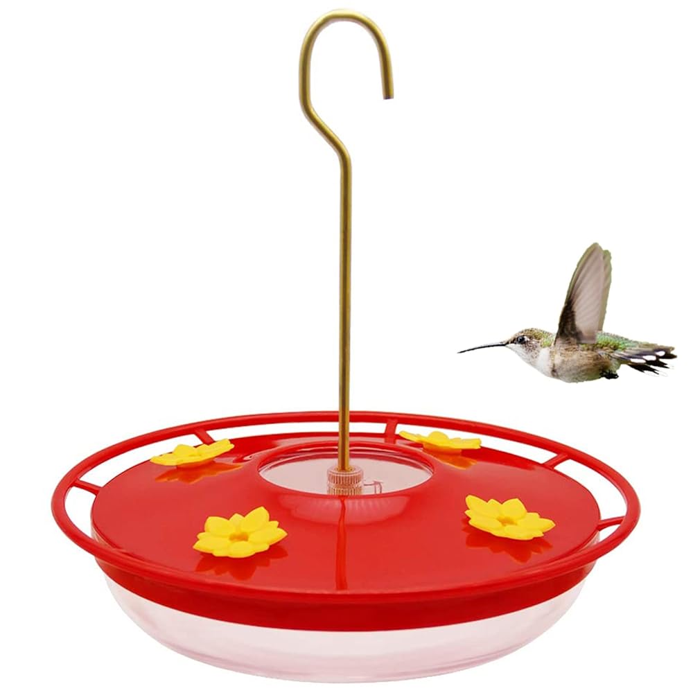 Lulu Home Hummingbird Feeder, 12 Ounce Bird Flower Feeders with 4 Feeding Stations for Outside
