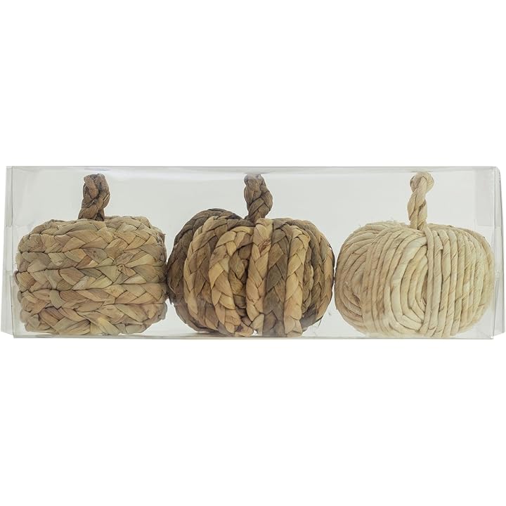 Lulu Home Set of 3 Handwoven Pumpkins Decor