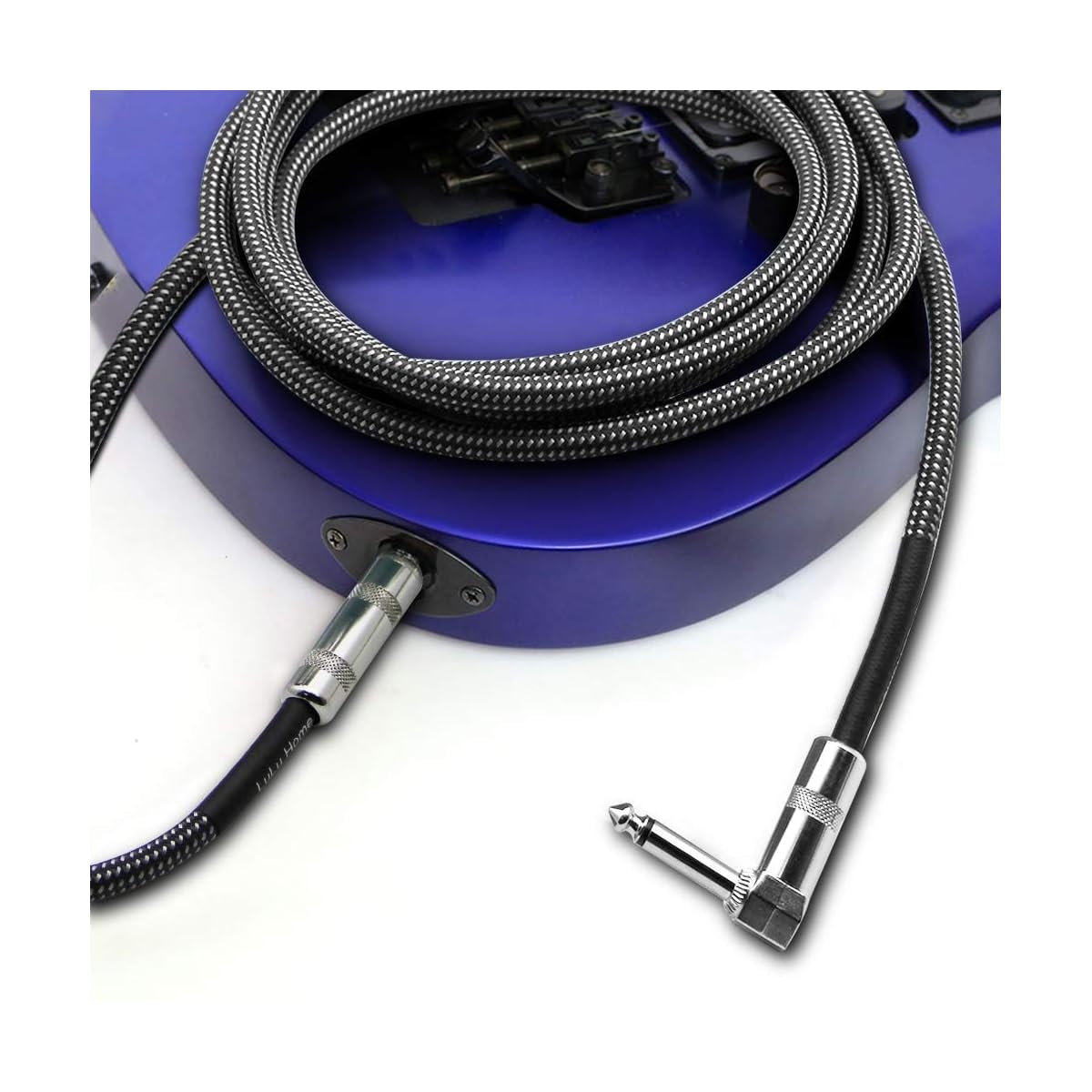Lulu Home 20 Feet Guitar Cable, Professional Instrument Cable, Straight 1/4" TS to Right Angle 1/4" TS for Electric Guitar, Bass, Pro Audio, Grey-White - imagem de detalhe 5