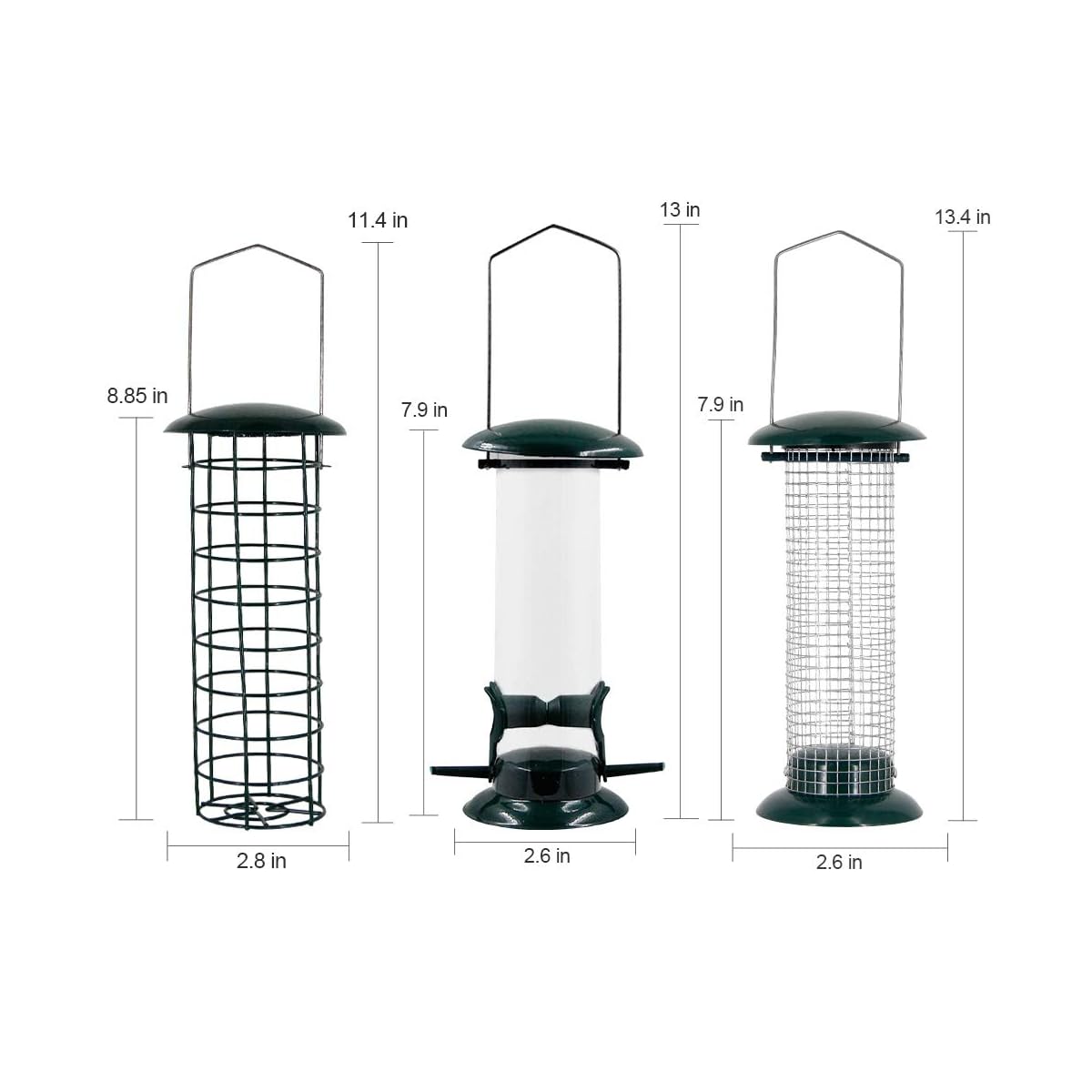 Lulu Home Hanging Bird Feeder, Set of 3 Tube Bird Feeders for Outside Hanging, Wild Bird Seed Feeders for Cardinal Birds - detail image 1