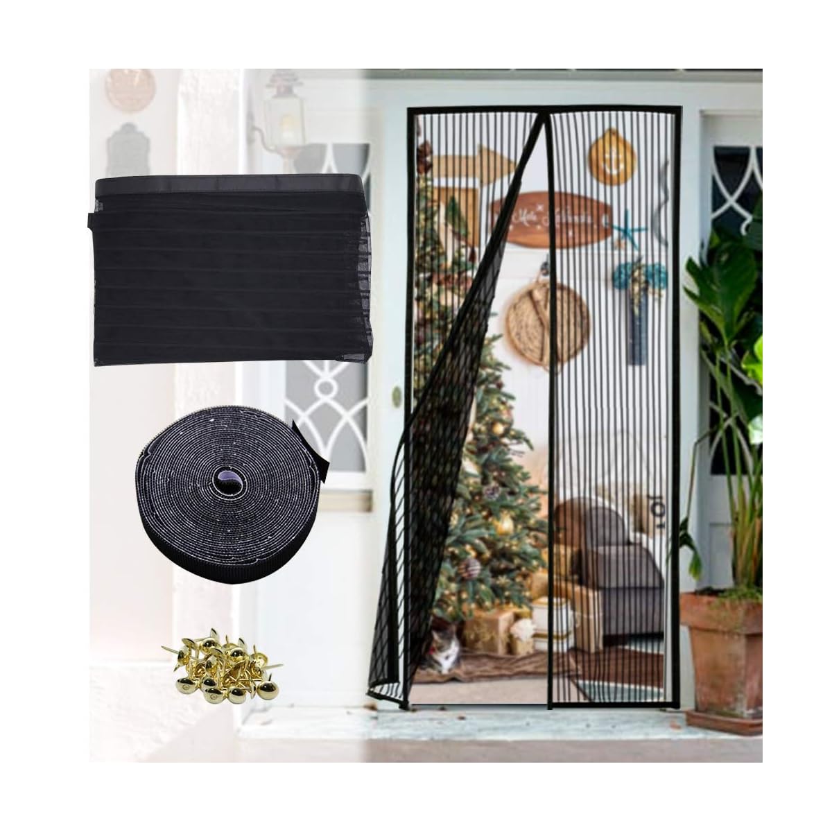 Lulu Home Magnetic Screen Door, Reinforced Screen Door Curtain with Full Frame Seal and Durable Mesh, Fits 39" W x 83" H Door - imagem de detalhe 1