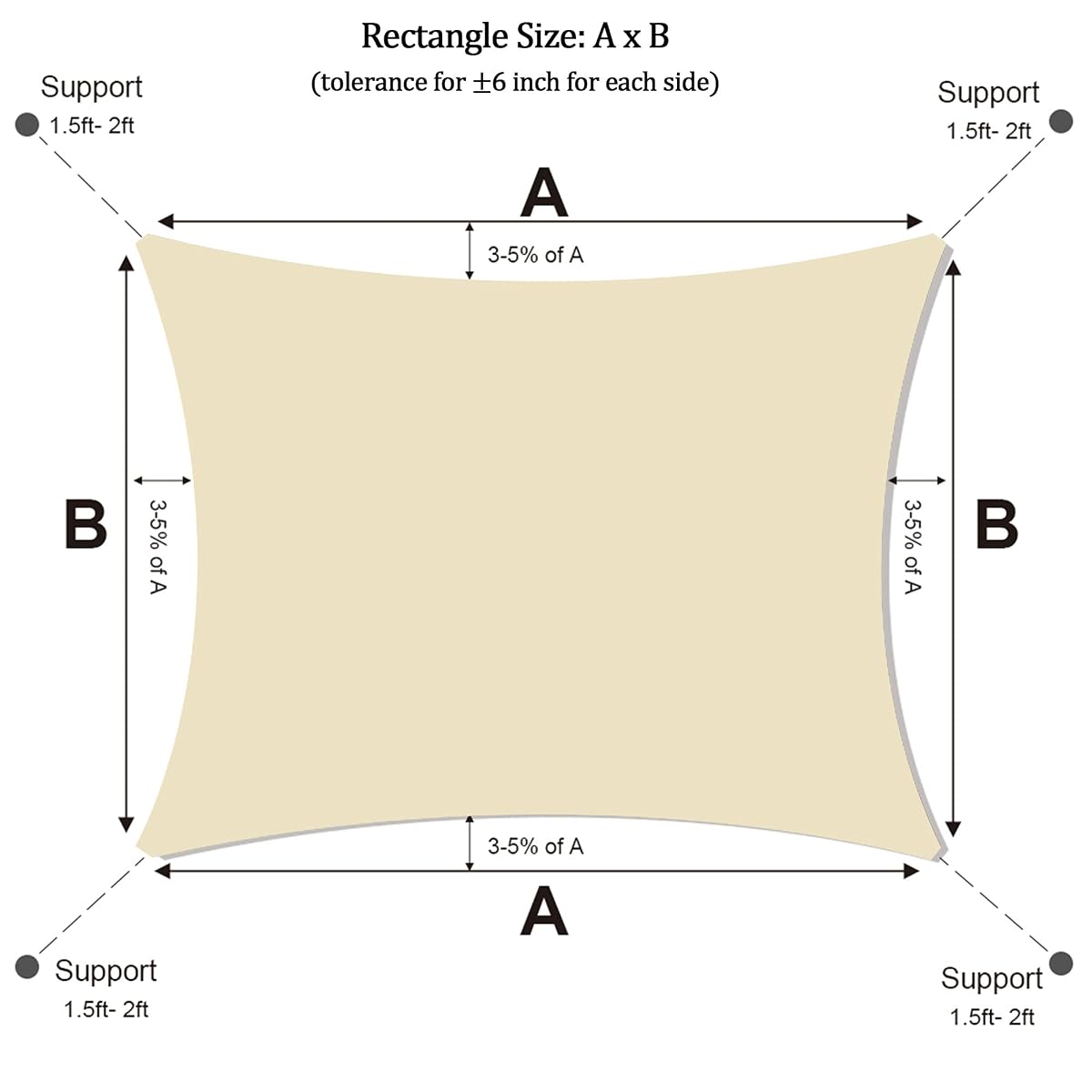 Lulu Home 10FTx13FT Rectangle Sun Shade Sail Canopy, UV Block Shade Sail, Outdoor Sun Shade Canopy for Patio Backyard Garden, Cream - imagen de detalle 3