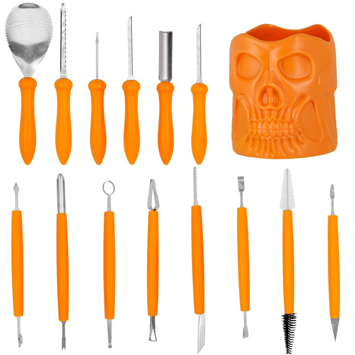 Lulu Home Halloween Pumpkin Carving Kit, 13 Pieces Professional Pumpkin Cutting Supplies for Jack-O-Lanterns with Jar - imagem de detalhe 1