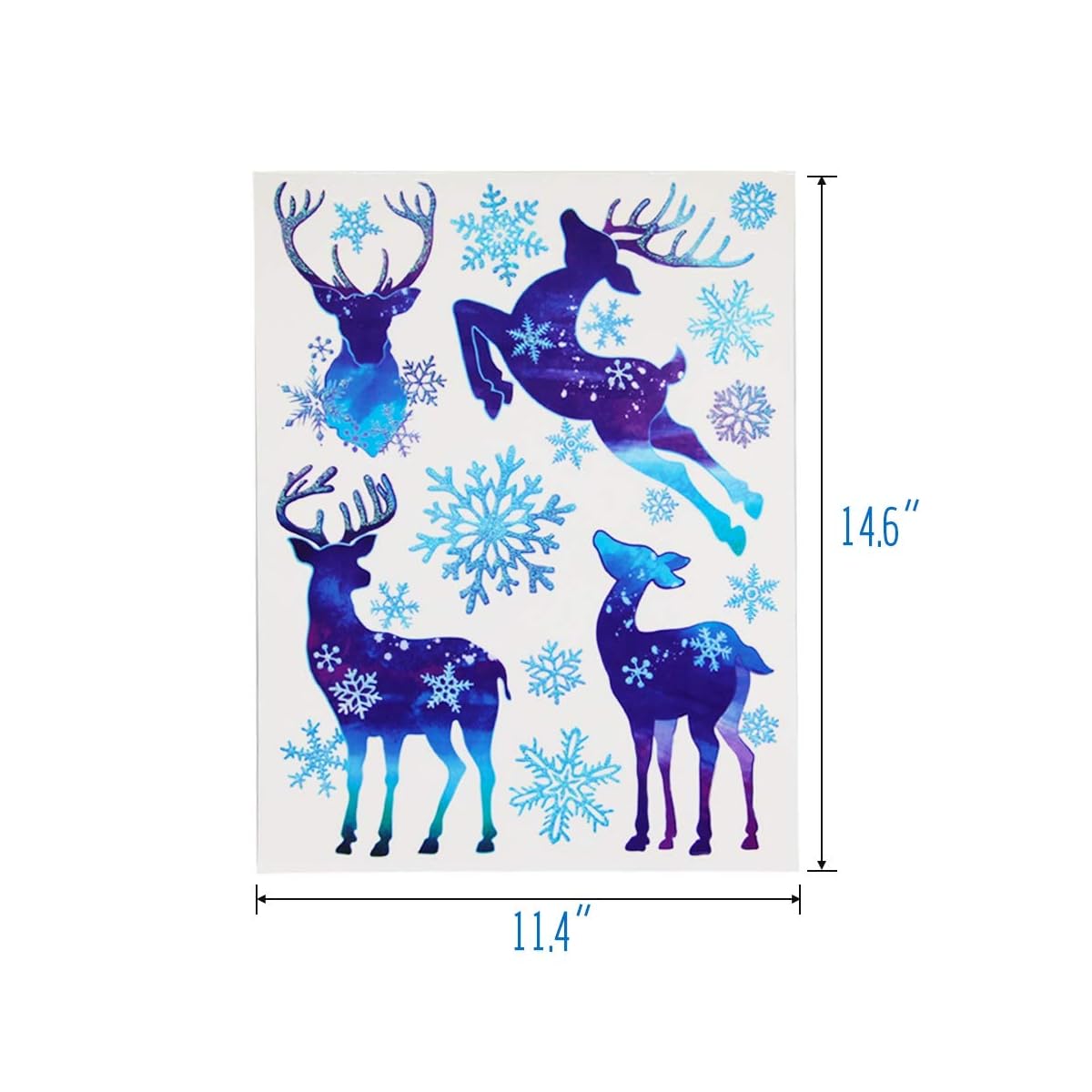 Lulu Home Christmas Decorations, 93 PCS Xmas Reindeer and Snowflake Window Stickers for Christmas, Christmas Window Clings with Shining Glitter Powder - imagen de detalle 2