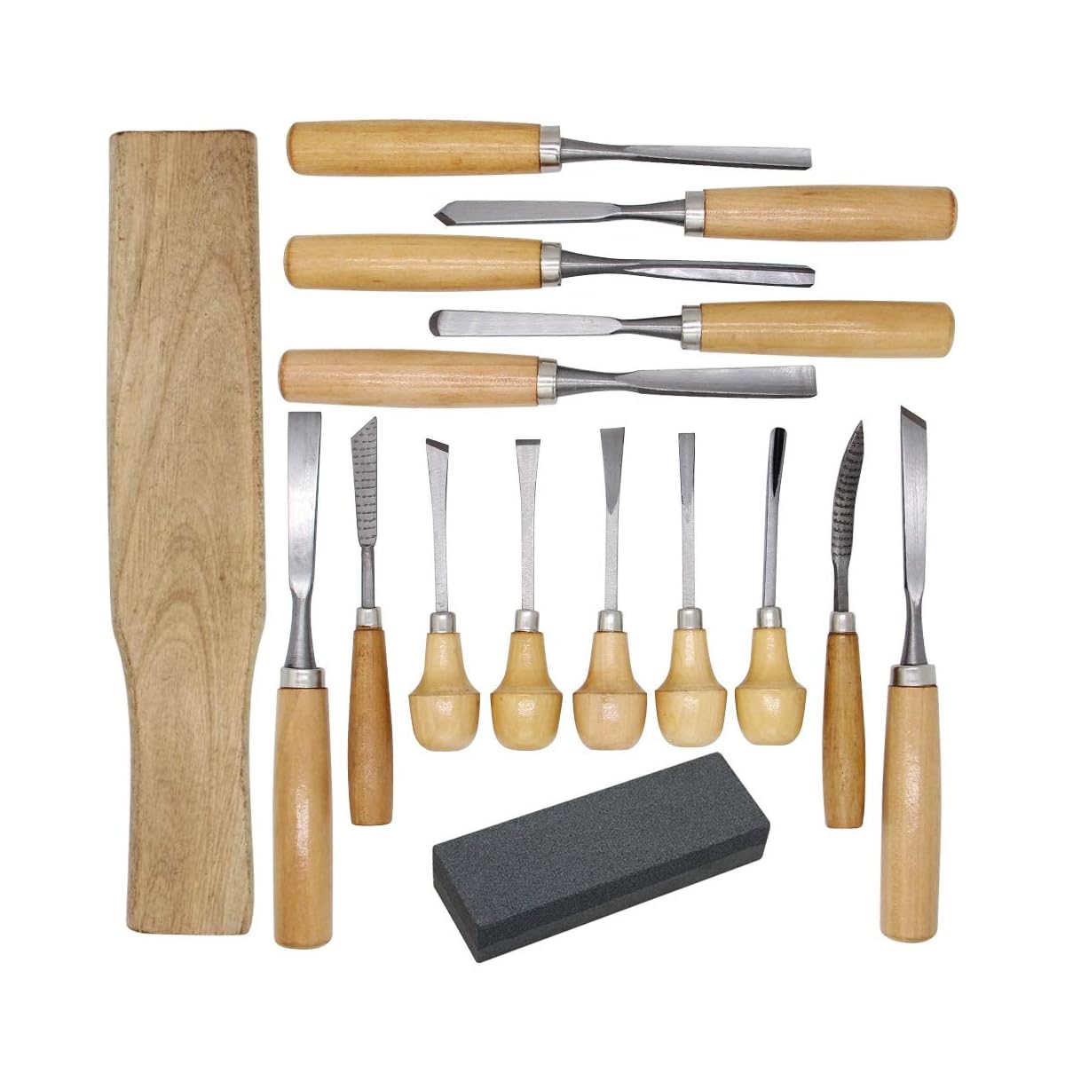 Lulu Home Wood Carving Tools, 16PCS Professional Carving Knife Tool Set for Woodworking Premium Wood Handle with Chisel Gouge Whetstones - imagen de detalle 6