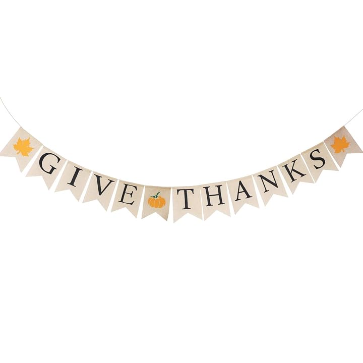 Lulu Home Fall Festive Give Thanks Banner - 6.6 FT Burlap Harvest Banner Decor for Fall Party & Autumn Sign