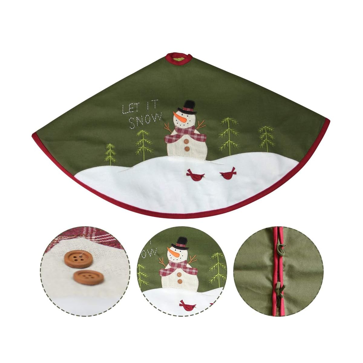 Lulu Home 48 inches Christmas Tree Skirt, Snowman Double Layers Xmas Tree Skirt for Christmas Decorations - imagem de detalhe 2