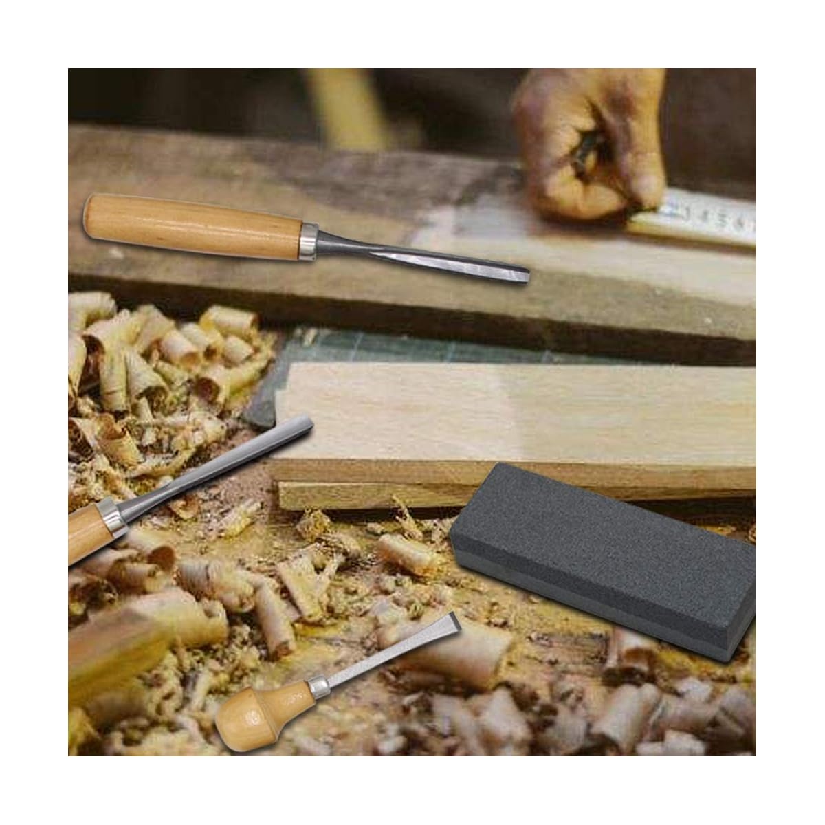 Lulu Home Wood Carving Tools, 16PCS Professional Carving Knife Tool Set for Woodworking Premium Wood Handle with Chisel Gouge Whetstones - imagen de detalle 2