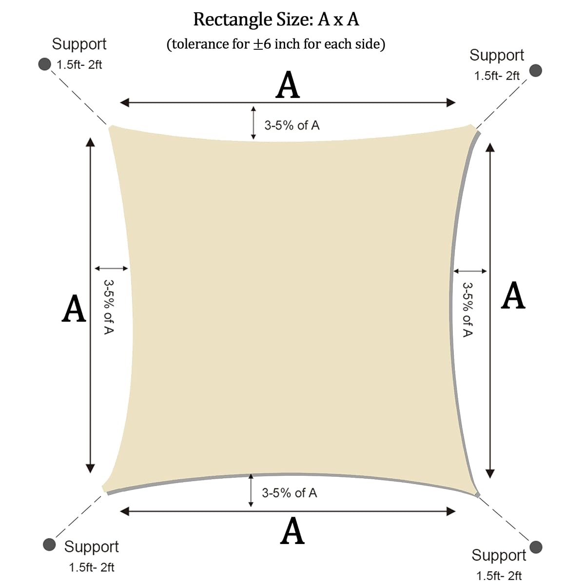 Lulu Home 10'x10' Square Sun Shade Sail, UV Block Shade Sail, Outdoor Sun Shade Canopy for Patio Backyard Garden, Cream - imagem de detalhe 3