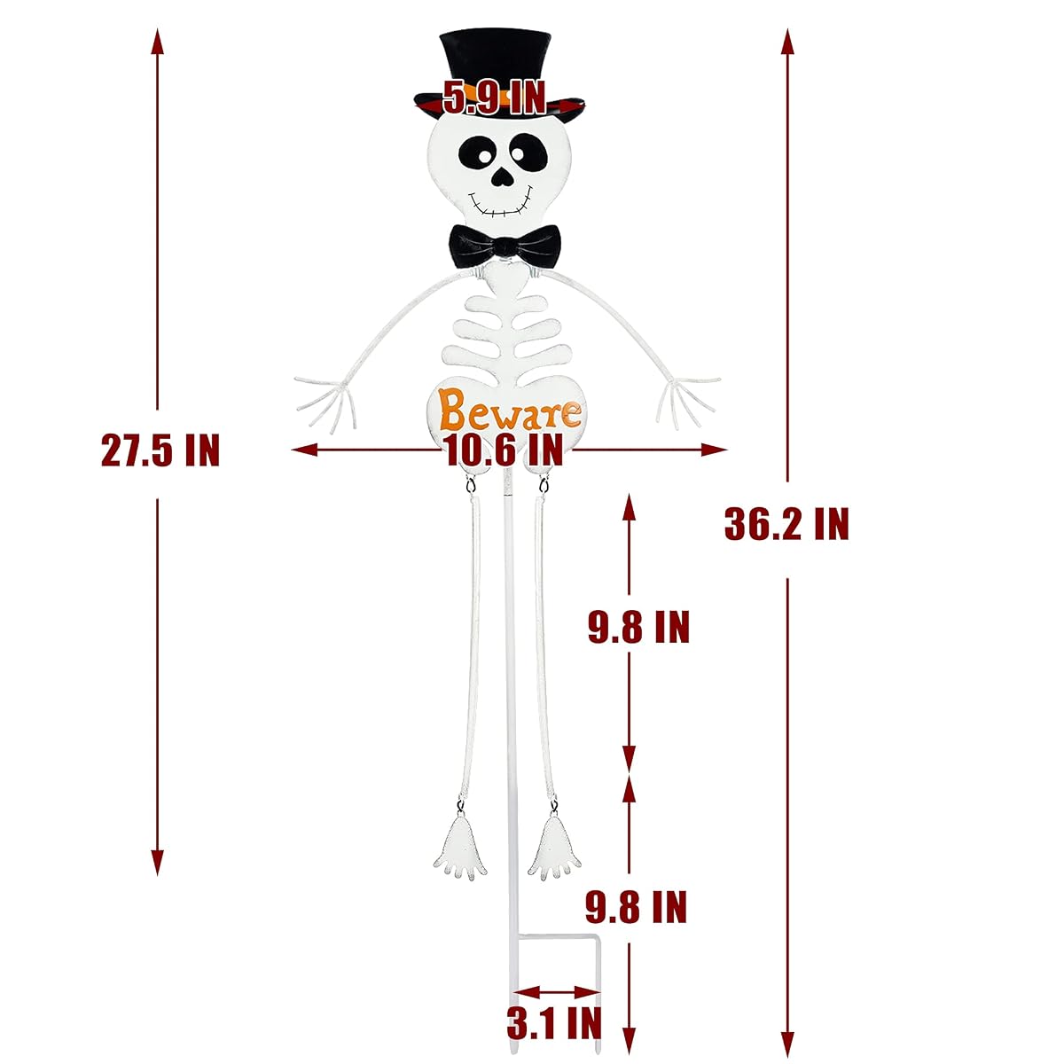 Lulu Home Halloween Yard Stake, 34.6" Metal Well Dressed Standing Skeletons, Outdoor Garden Lawn Driveway Yard Sign for Day of the Dead Halloween Decorations - imagen de detalle 1
