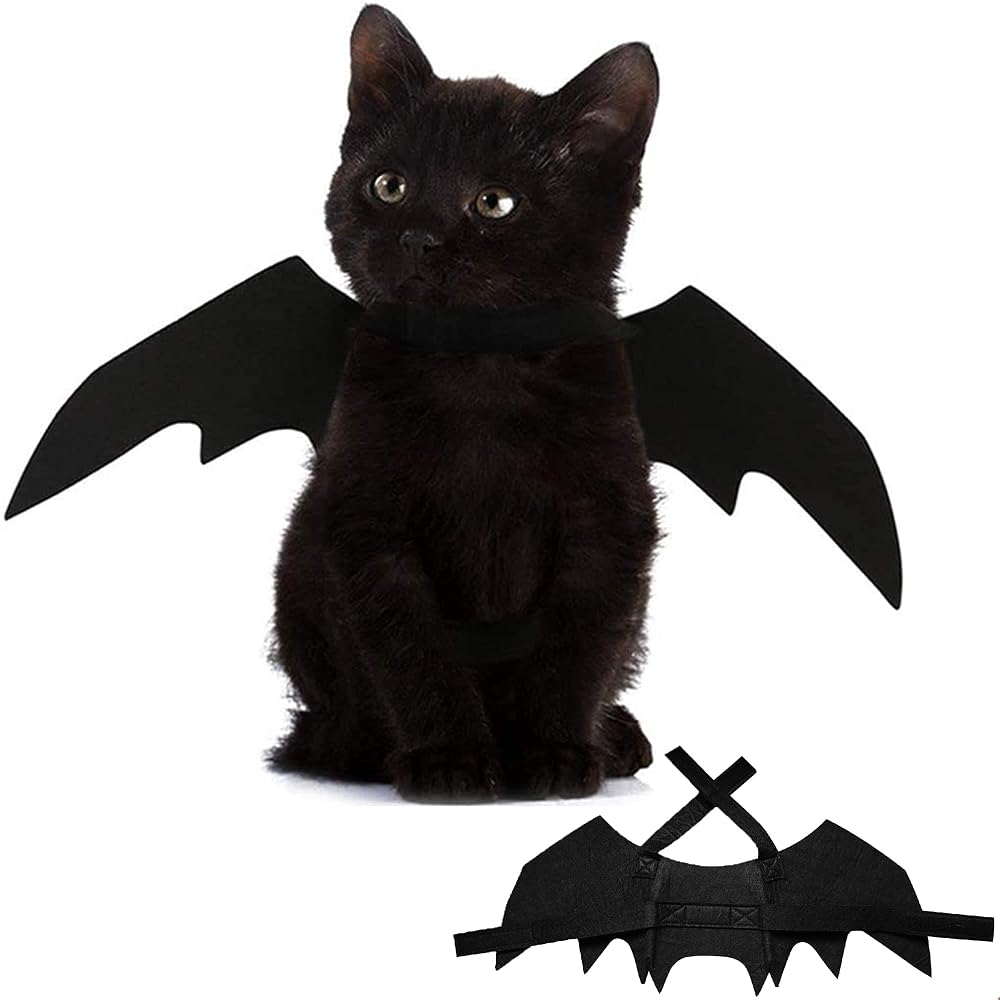 Lulu Home Pet Bat Wings for Halloween Party Decoration, Puppy Collar Leads Cosplay Bat Costume,Cute Puppy Cat Dress Up Accessories
