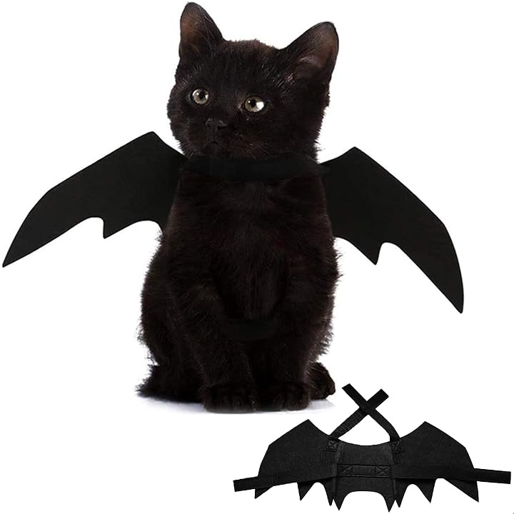Lulu Home Pet Bat Wings for Halloween Party Decoration, Puppy Collar Leads Cosplay Bat Costume,Cute Puppy Cat Dress Up Accessories